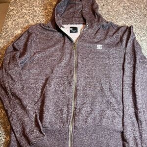 DC Hoodie Sweatshirt Women's Long Sleeve Full Zip Gray/Bugundy Size Medium